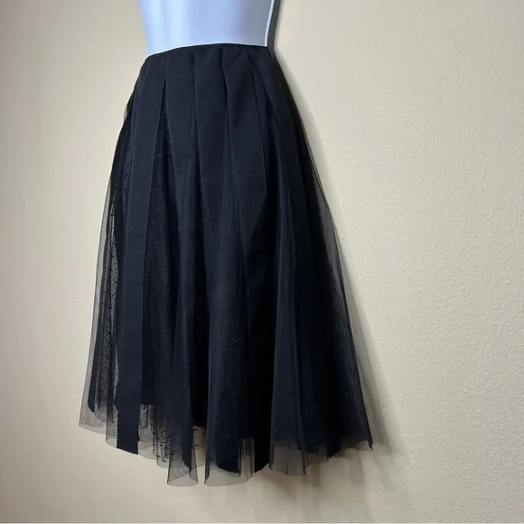 RED VALENTINO Black Vertical Mesh Stripe Skirt - Sz US 0 / IT 38 / XS - Picture 9 of 11